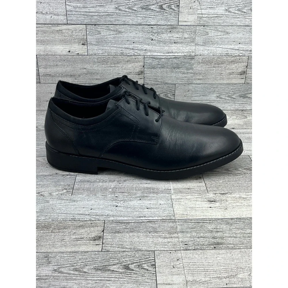 Rockport TruTech Mens Black Leather Derby Dress Shoes Lace Up Round Toe Size 11M